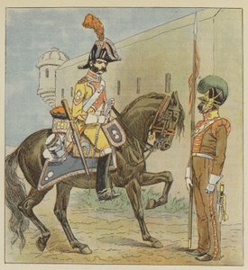 Spaans leger, Dragonder, 1e regiment, Lansier, 1e regiment, van La Mancha door after Louis Charles Bombled