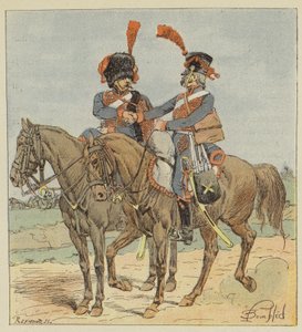 Rijdende artillerie van de garde en de linie door after Louis Charles Bombled
