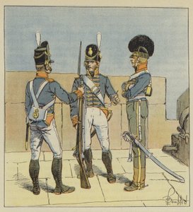 Engelse artillerie, Te voet, Te paard door after Louis Charles Bombled