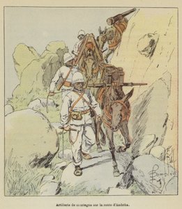 Bergartillerie op de weg naar Andriba door after Louis Charles Bombled