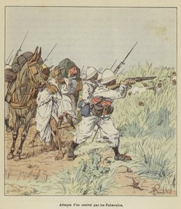 Aanval op een konvooi door de Fahavolos door after Louis Charles Bombled
