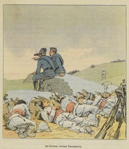 Bij het bivak voor Tananarive door after Louis Charles Bombled