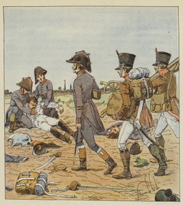 Chirurgen en militaire verplegers door after Louis Charles Bombled