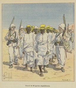 Konvooi van gerekwireerde Malagassiërs door after Louis Charles Bombled