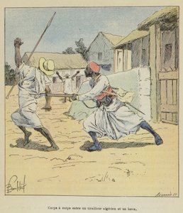 Handgemeen tussen een Algerijnse scherpschutter en een Hova door after Louis Charles Bombled