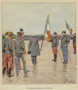 Uitdeling van vlaggen in Sathonay