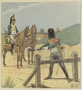 Dragonder en dragondersappeur door after Louis Charles Bombled
