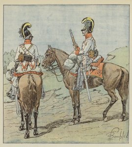 Oostenrijkse dragonders op wacht door after Louis Charles Bombled
