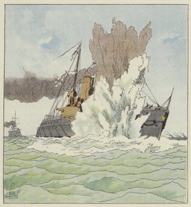 Explosie van de Petropavlosk door after Louis Charles Bombled