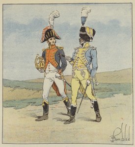 Keizerlijke garde, Muzikanten van het 1e en 2e regiment grenadiers door after Louis Charles Bombled