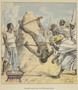 Inheemse gemarteld door een Hova-gouverneur door after Louis Charles Bombled