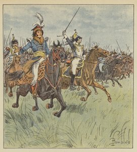 Nooit zag men iemand zo briljant, zo moedig, zo vastberaden aan het hoofd van een cavalerie door after Louis Charles Bombled