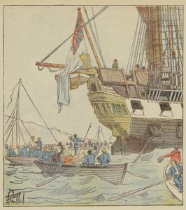 De Keizer in Plymouth, aan boord van de Bellerophon door after Louis Charles Bombled