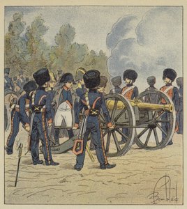 De Keizer richt zelf de stukken van de garde, in Montereau door after Louis Charles Bombled