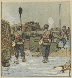 De marinebatterij van Chevilly door after Louis Charles Bombled
