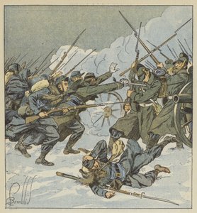 De compagnie Boudot van de 11e jagers stormt op een Duitse batterij af door after Louis Charles Bombled