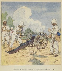 Bergartillerie bombardeert de Hova-posities in Andriba