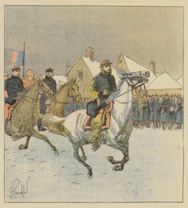 Kolonel de Lipowski inspecteert de linies in de slag bij Alençon door after Louis Charles Bombled