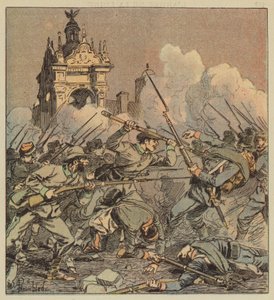 De nachtelijke strijd op het plein door after Louis Charles Bombled