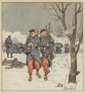 De korporaal Delorme, gewond, trekt zich terug onder vuur door after Louis Charles Bombled