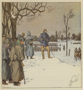 Generaal Chanzy inspecteert de frontlinies op 11 januari, voor de slag door after Louis Charles Bombled