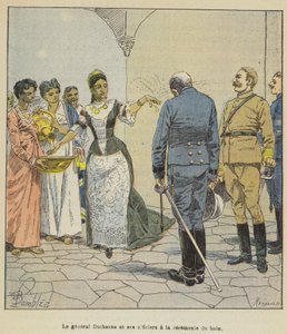 Generaal Duchesne en zijn officieren bij de badceremonie