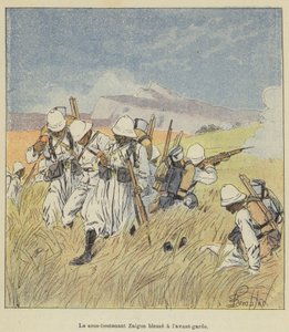 De onderluitenant Zaigue gewond aan de voorhoede door after Louis Charles Bombled