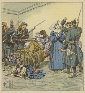 De Pruisen bij de ambulance van boulevard Negrier door after Louis Charles Bombled
