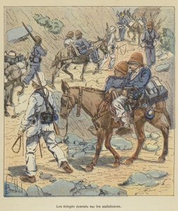 De gewonden geëvacueerd op de ambulances door after Louis Charles Bombled