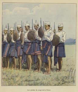 De lijfwachten van de koningin door after Louis Charles Bombled