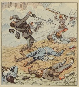 Dood van kapitein de Boissieu in de strijd bij Orleans door after Louis Charles Bombled