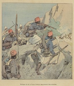 Soldaten van de Combes-kolonne verrassen rebellen door after Louis Charles Bombled