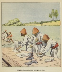 Soldaten van het Afrikaanse regiment die hun was doen door after Louis Charles Bombled
