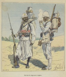 Soldaten van het Algerijnse regiment door after Louis Charles Bombled