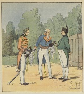 Een Engelse kapitein stelt een luitenant voor aan Napoleon door after Louis Charles Bombled