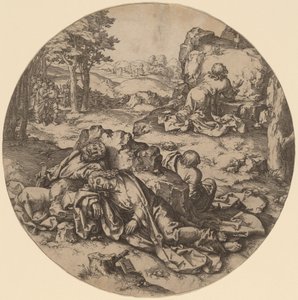 Christus op de Olijfberg door after Lucas van Leyden