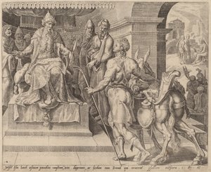 David Brengt Geschenken van Zijn Vader naar Saul door after Maerten van Heemskerck