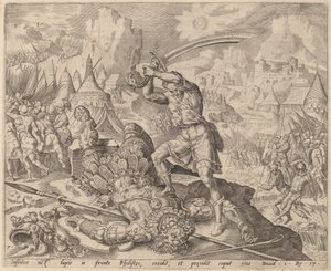 David Hakt het Hoofd van Goliath Af door after Maerten van Heemskerck