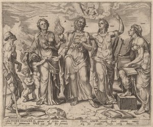 Man geholpen door Geloof, Hoop en Liefde door after Maerten van Heemskerck