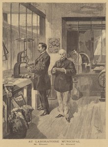 Wetenschappers analyseren anarchistische bommen in het Parijse gemeentelaboratorium door after Oswaldo Tofani