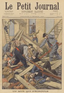 Arbeiders gewond door een ingestorte muur door after Oswaldo Tofani