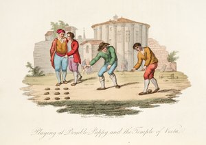 Spelen bij Bomble Puppy en de Tempel van Vest, uit Italiaanse Scènes, die de Manieren, Gewoonten en Amusementen van de verschillende Staten van Italië vertegenwoordigen, uitgegeven 1806