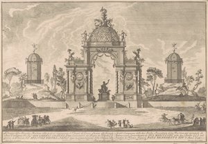 De Seconda Macchina voor de Chinea van 1756: De tempel van Ceres door after Paolo Posi Giuseppe Pozzi