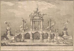 De Prima Macchina voor de Chinea van 1755: Een triomfbrug met antiquiteiten uit Herculaneum door after Paolo Posi Giuseppe Vasi