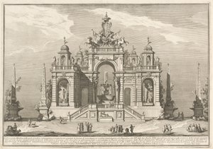 De Tweede Machine voor de Chinea van 1754: Een Allegorie van Waterwerken door after Paolo Posi Giuseppe Vasi