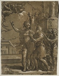 Tiburtijnse Sibylle en keizer Augustus door after Parmigianino