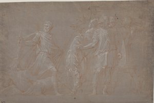 Mucius Scaevola steekt de Tiber over door after Polidoro da Caravaggio