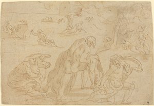 De Zondvloed, van de Loggia van het Vaticaan door after Raphael