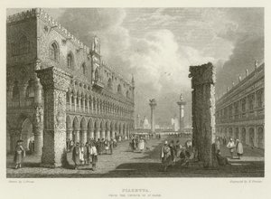 Piazetta, vanaf de kerk van St. Mark door Samuel (after) Prout