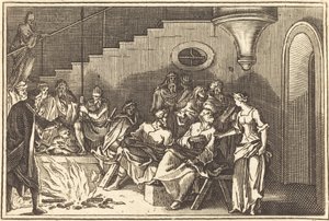 Petrus verloochent Christus door after Sébastien Le Clerc I